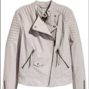 NWOT Gray Beige Faux Leather Jacket